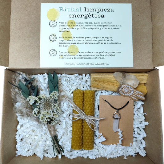 Pack Limpieza Energética con Velas de Miel, Cuarzo Blanco y Palo Santo