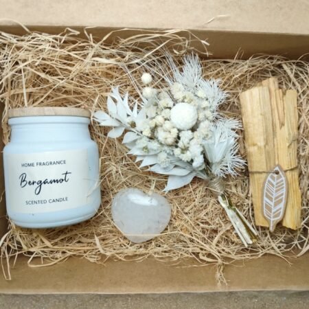 Pack Regalo Corazón - Vela Perfumada, 3 Palo Santo y Corazón de Cuarzo