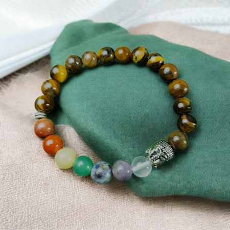 Pulsera de 7 Chakras de Ojo de Tigre: Confianza y Coraje