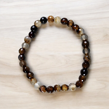 Pulsera de Cuarzo Ahumado Piedra Natural Cuentas Facetadas