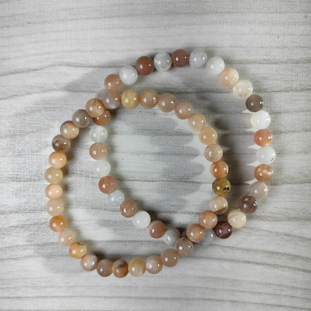 Pulseras de Ágata Flor de Cerezo Piedra Natural 6 mm (2 ud)