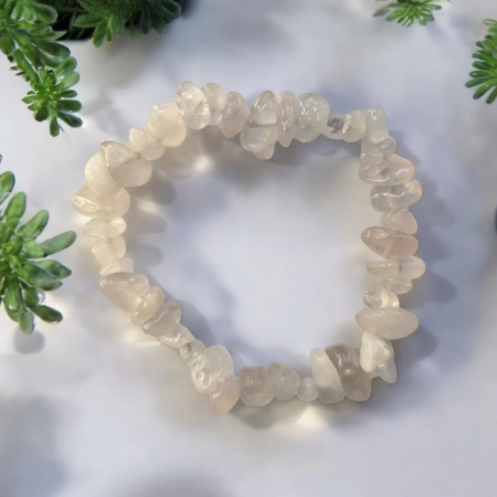 Pulsera de Cuarzo Rosa Piedra Natural en forma de Chips