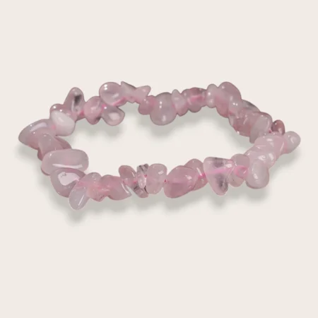 Pulsera de Cuarzo Rosa Piedra Natural en forma de Chips