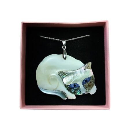 Collar de Nácar de Gato y Acero Inoxidable