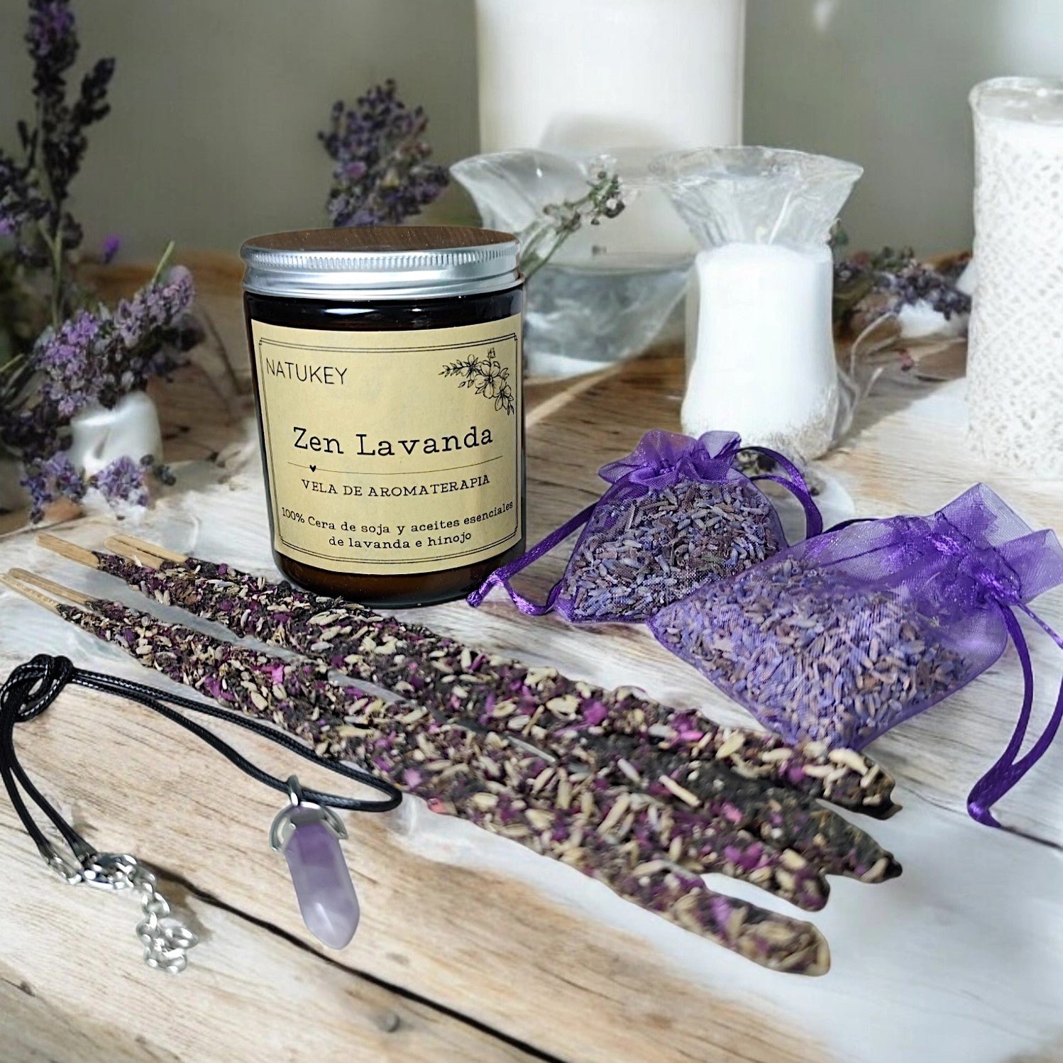 Aceite Esencial de Lavanda: GuĂa completa sobre sus Beneficios en Aromaterapia 2 kit relajacion con vela 1