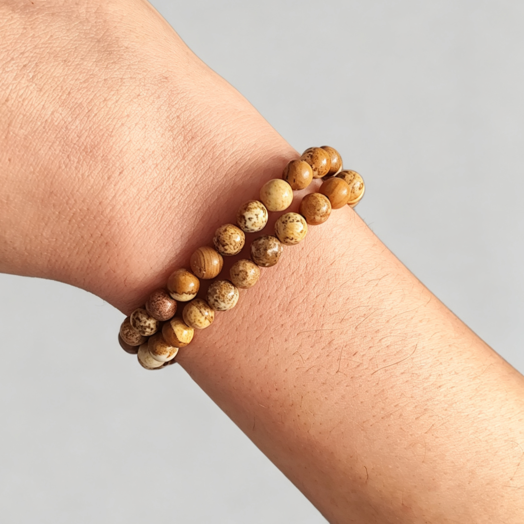 Pulseras de Jaspe Moteado Piedra Natural 6 mm (2ud)