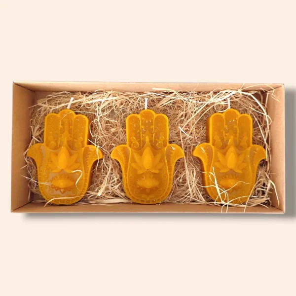 Velas Artesanales Hamsa - Cera de Abeja Natural 100% Virgen de España