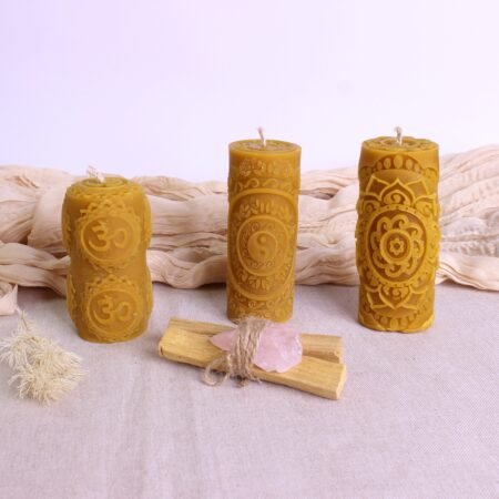 Kit Personalizado - Vela de Cera de Abeja 100%, Palo Santo y Cristal Natural