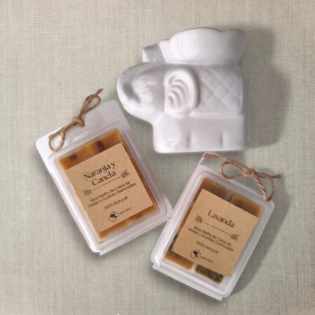 Wax Melts de cera de abeja 100% y aceite esencial puro con quemador