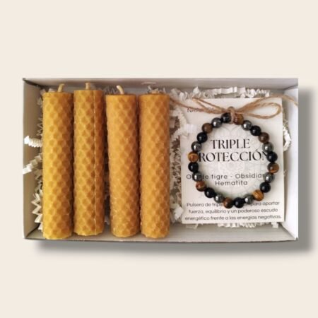 Kit triple protección - Velas de miel y pulsera energética