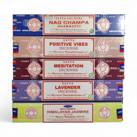 Pack de Inciensos Satya - Nag Champa, Positive Vibes, Meditation, Lavanda, Jazmín del Himalaya