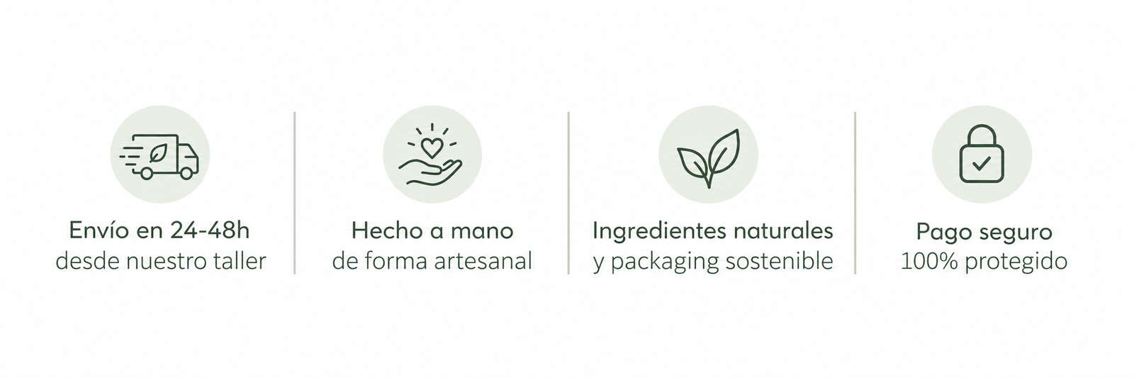 Ventajas de comprar en Natukey: envío en 24-48 horas, productos artesanales, ingredientes naturales y pago seguro