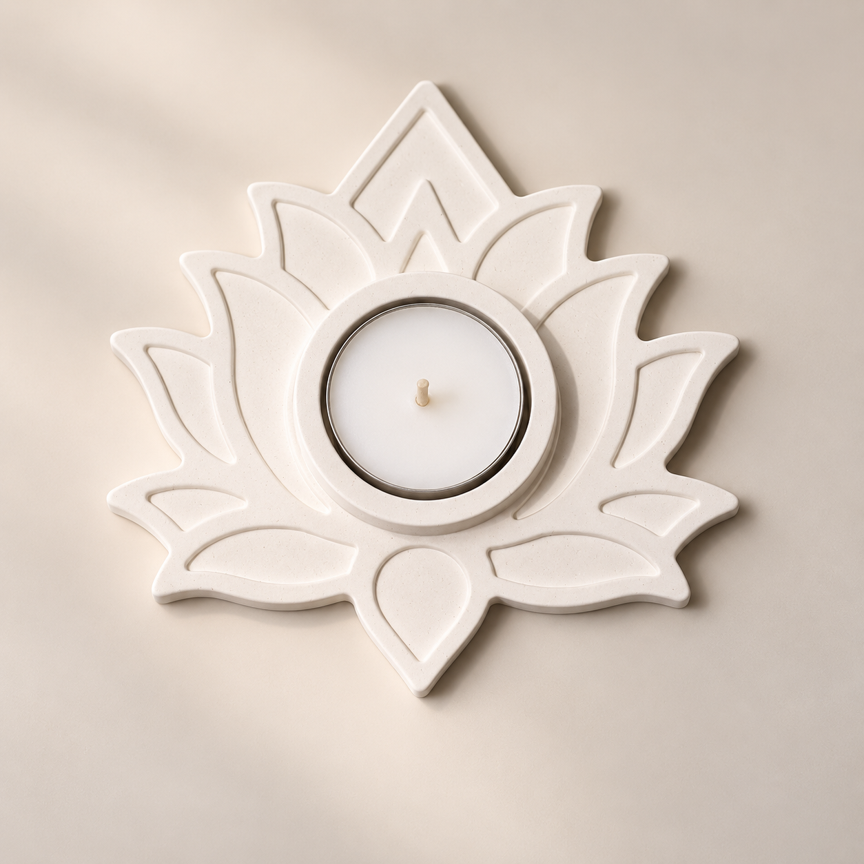 Portavelas loto con vela blanca portavelas ceramica