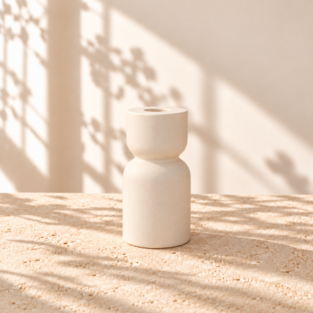 portavelas ceramica blanca minimalista